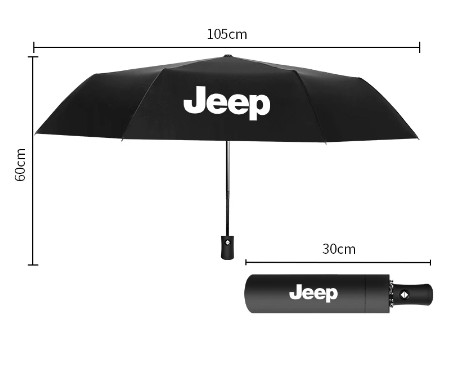 Parapluie Jeep rétractable noir idéal pour garder dans le coffre de voiture