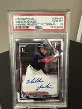 2024 Bowman Walker Jenkins 1st Prospect Chrome Auto PSA 10 GEM MT Twins