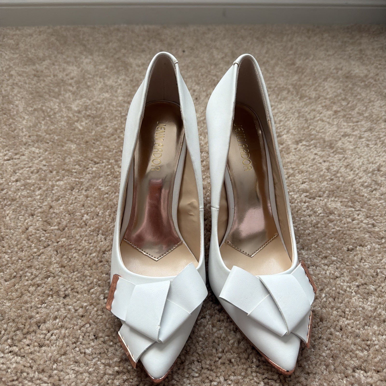 White High Heel Size 36.5 6.5 Women's Pointed Toe Patent Leather