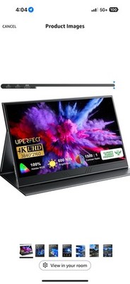 UPERFECT True 4K Portable Monitor 15.6'' 600 Nits Second Display 100% Adobe RGB