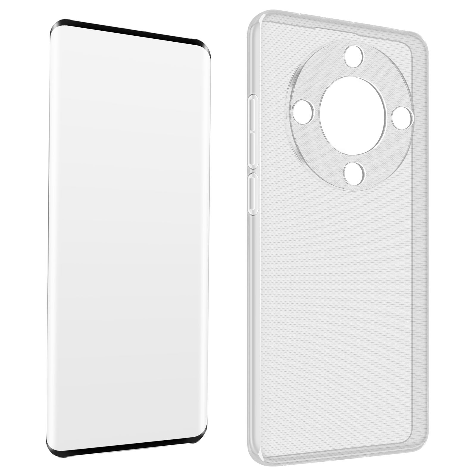 Coque Honor Magic 5 Lite 5G en silicone gel et verre trempé noir 9H