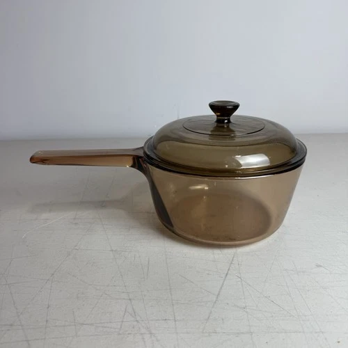 Vision Corning Ware 1.5L Amber Glass Saucepan w Lid USA Pyrex  1.5L Vintage