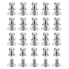 50Pack 5mm Ball Head Stud Rivets Screw Back Round Head Button Silver Tone