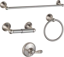 Bathroom Accessory Set, Brushed Nickel Adjustable Expandable Towel Bar 4-Piece B