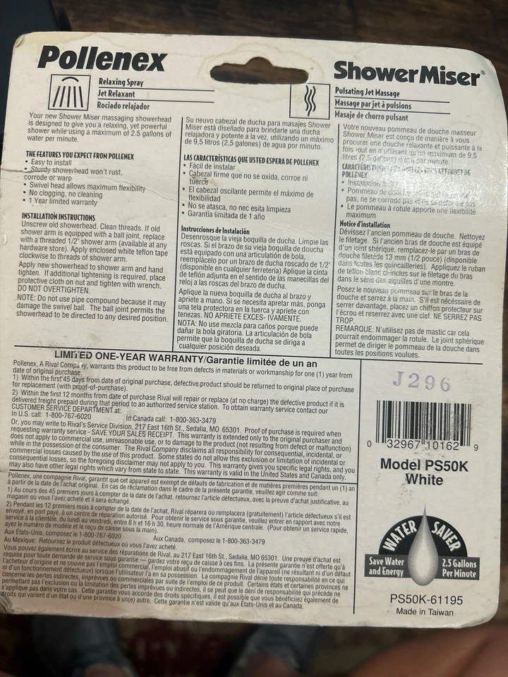 Cabezal de ducha de masaje Pollenex Shower Miser Foto 3 de 4