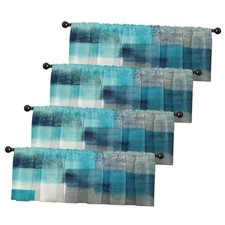 4 Pack Valances Window Treatments, 18"W x 52"L Pack of 4 Abstract Teal