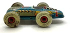 T#88 Antique Tin Wind-Up Toy Race Car featuring the number "1" and Balloon Tires