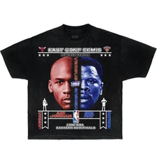 1996 Semifinals Playoffs Jordan Boxy Vintage Basketball Shirts Streetwear Y2K