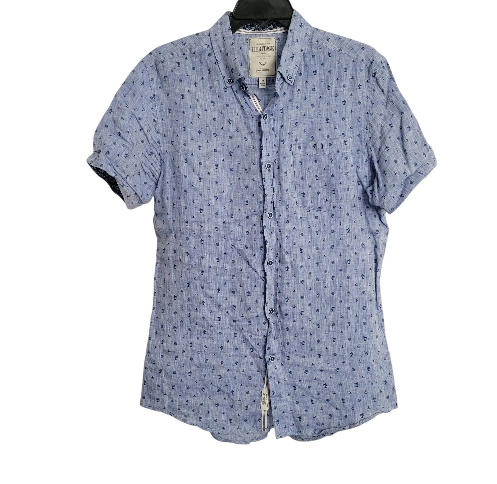 Heritage Report Collection Slim-Fit Short Sleeves Linen Shirt Men’s Medium