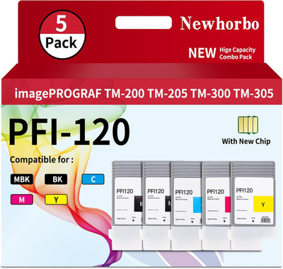 PFI120 Ink Cartridge for Canon TM205 TM300 TM305 Printer 5pack black+colors