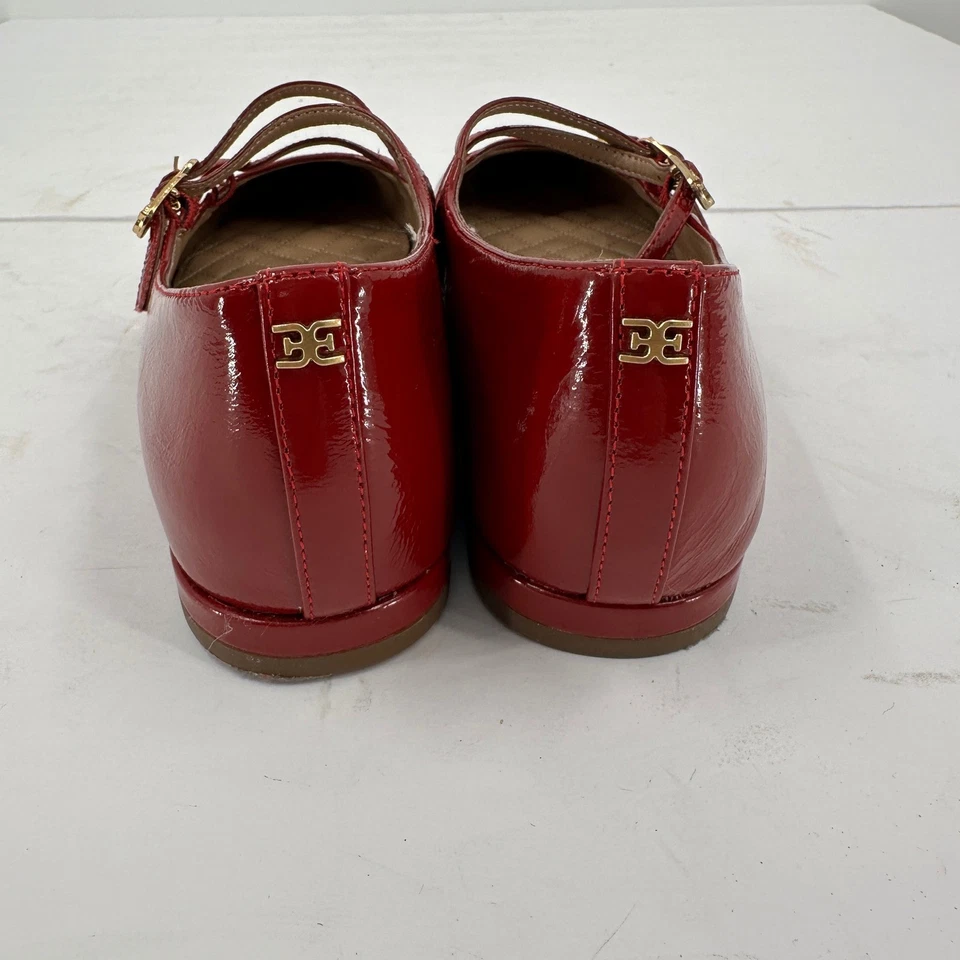 Zapatos planos Mary Jane Sam Edelman para mujer charol rojo punta puntiaguda talla 8 Foto 4 de 4