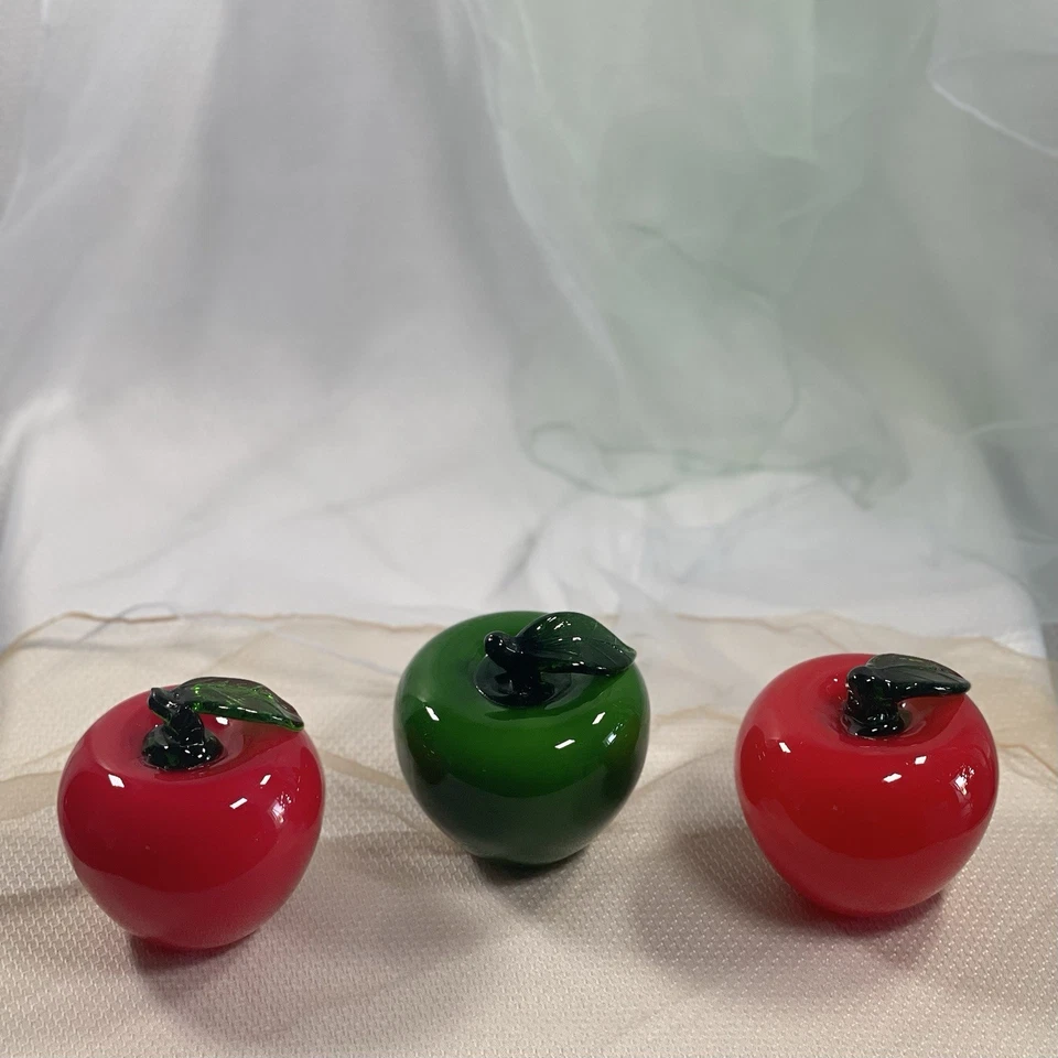 Still Life with Murano 苹果 Murano 玻璃装饰苹果复古 3 件套 — 第 2/4 张图片