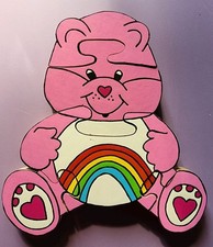 Vintage 5 pieces Care Bears Wooden Puzzle Shaped Puzzle Rainbow