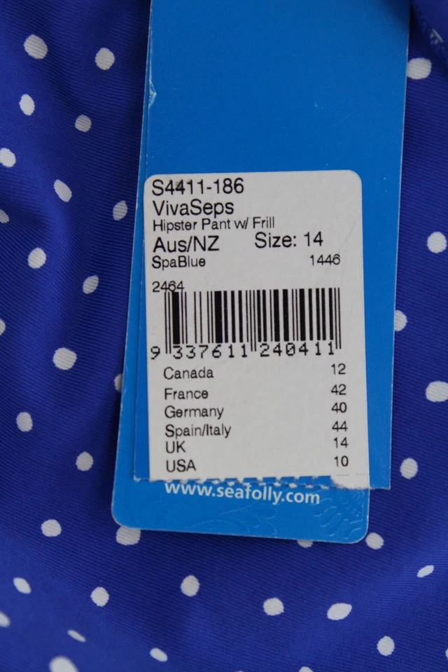 Traje de baño Seafolly UK14 azul bikini hipster parte inferior elástica puntos para mujer Foto 3 de 4