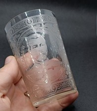 Verre souvenir visite Paris 1896 tsar Nicolas II Romanov etched antique russian