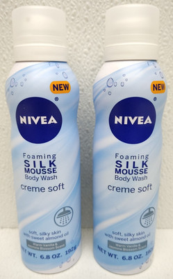 LOT OF 2 Nivea Foaming Silk Mousse Body Wash Creme Soft Warm Vanilla Jasmine