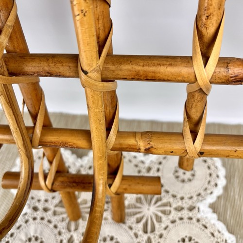 Vintage Mid Century Rattan Bamboo Tortoise Siz Hook Wall Coat Rack - Picture 2 of 4