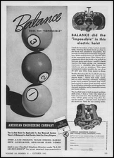 1942 American Engineering Co. Philadelphia Photo Billiard Balls Vintage Print Ad