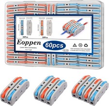 60PCS Lever Wire Connectors AWG28-12, Quick Connect Electrical Splicing Kit for