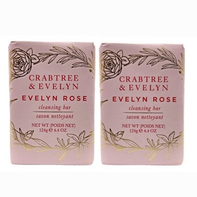 Crabtree & Evelyn EVELYN ROSE Seife 2X 124G Reinigungsseifen-Duo
