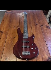 5 String Electric Bass Guitar with 24 Frets, Trans Red Clay Finish, with Gig Bag