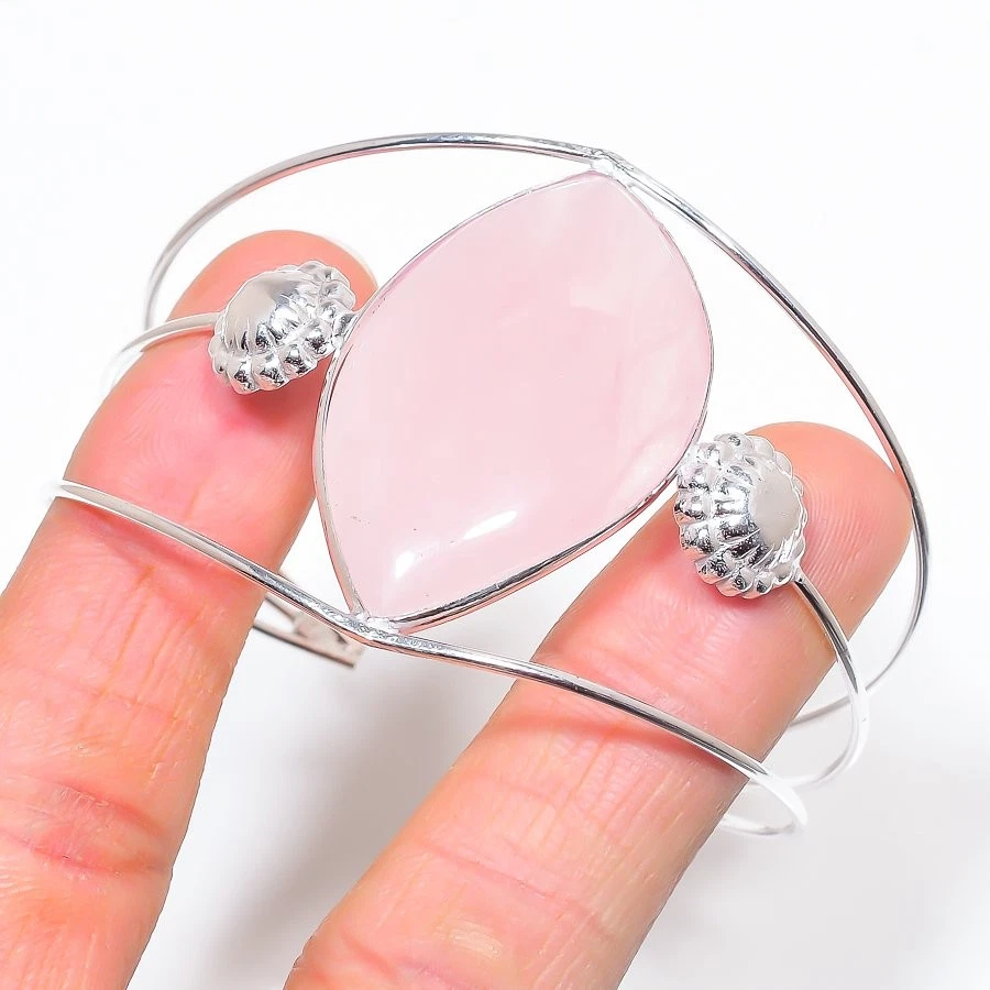 VALENTINO Braccialetto gioiello regolabile regalo anniversario fatto a mano quarzo rosa pietra preziosa PG 273