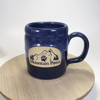 Deneen Pottery Camper Mug Mountain Paws Dog Sledding Colorado Blue Glaze