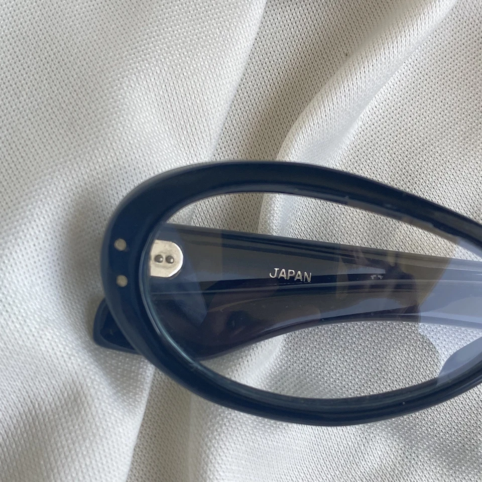 Lentes MCM Vintage Años 60 Mod Anchas Ovaladas Negras Grandes Transparentes - Hechas en JAPÓN - UNISEX Foto 3 de 4