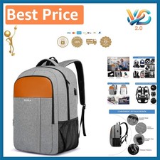 Travel Laptop Backpack Water Resistant 17.3 in with USB Port  Anti Theft Grey