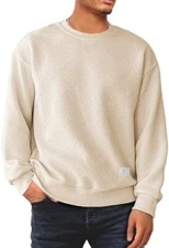 Men's Crewneck Sweatshirts Geometric Texture Long Sleeve Casual Pullover Shirt