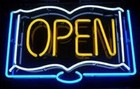 Open Book Store 20"x14" Neon Light Sign Lamp Wall Decor Real Glass Display