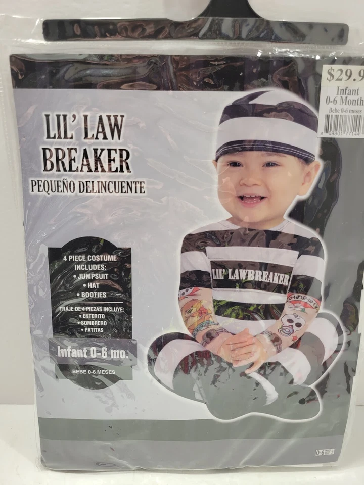 Lil' Law Breaker костюм карнавальный костюм младенца 0-6 месяцев новый - Изображение 2 из 3