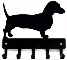Dachshund Dog Leash Hanger Metal Key Rack Holder 5 Hooks wide Made USA