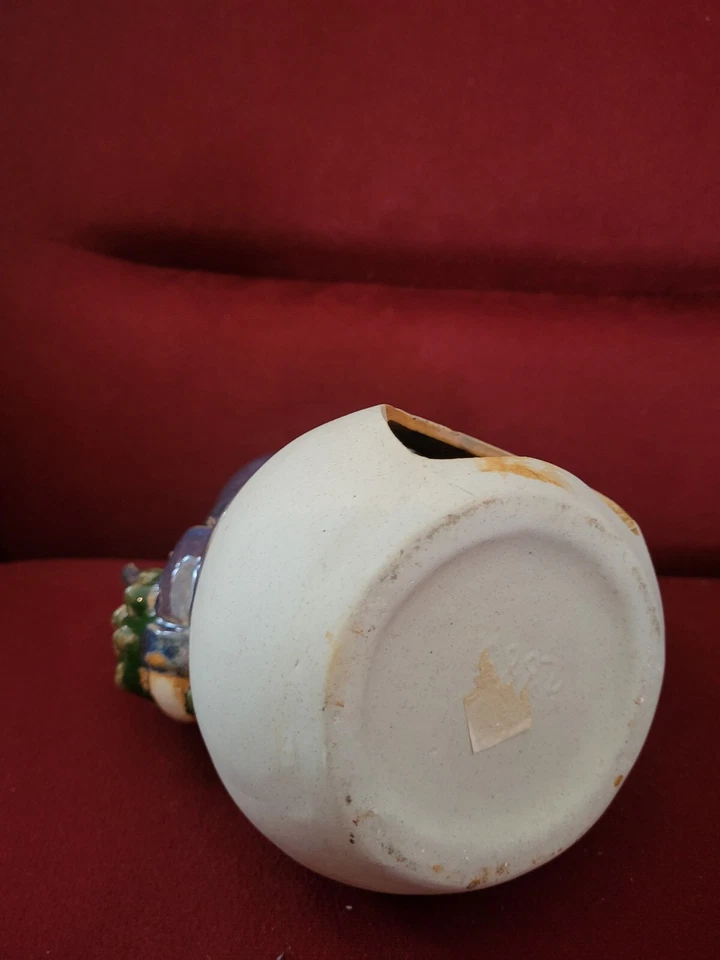 vintage Weihnachtsdeko Schneemann blau groß Teelichthalter Figur Keramik Makiert - Bild 3 von 4