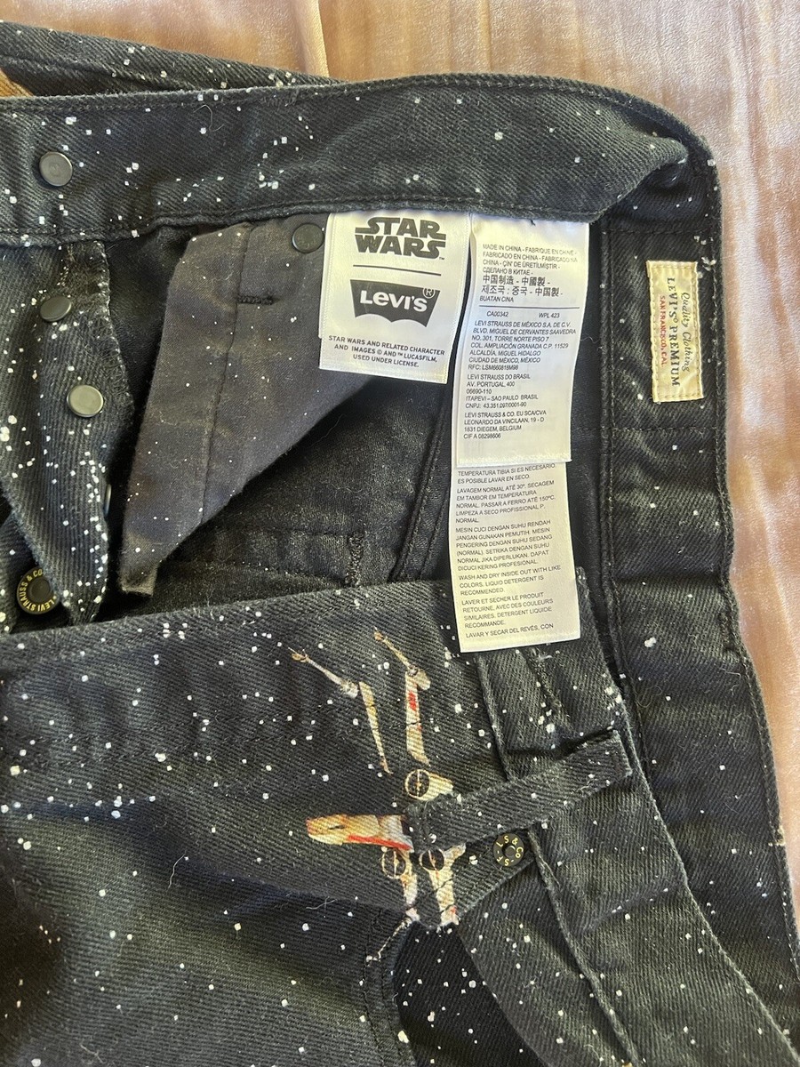 Levis 501 x Star Wars Galaxy Adult Denim Jeans Slim Taper Button