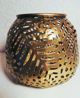 Windlicht Metall gold mit Glaseinsatz 13 cm Kerzenhalter Kerzenständer Teelicht