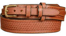 Chestnut Brown Basket Weave Ranger Belt with Small Stitching Quality USA Handcra