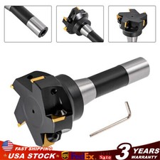 90 Degree Indexable End Mill 3'' Cutting Depth R8 Shank End Mill 5 Flutes+Key US