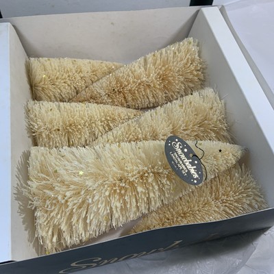 SNOWBABIES Landscape Set 6 Pc Sisal Bristle Tree Snow Orig Box Tag Cream Gold 8''