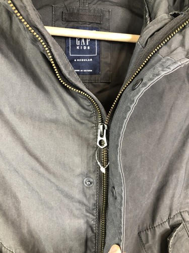 Gap Kids Size S Gray Hooded Jacket Regular Zip Snap Closure Coat VGUC - Picture 4 of 12