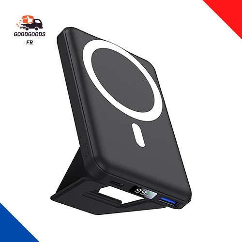 Batterie Externe Magnétique Yiisonger 10000mAh – Charge Sans Fil, Argent, Neuf