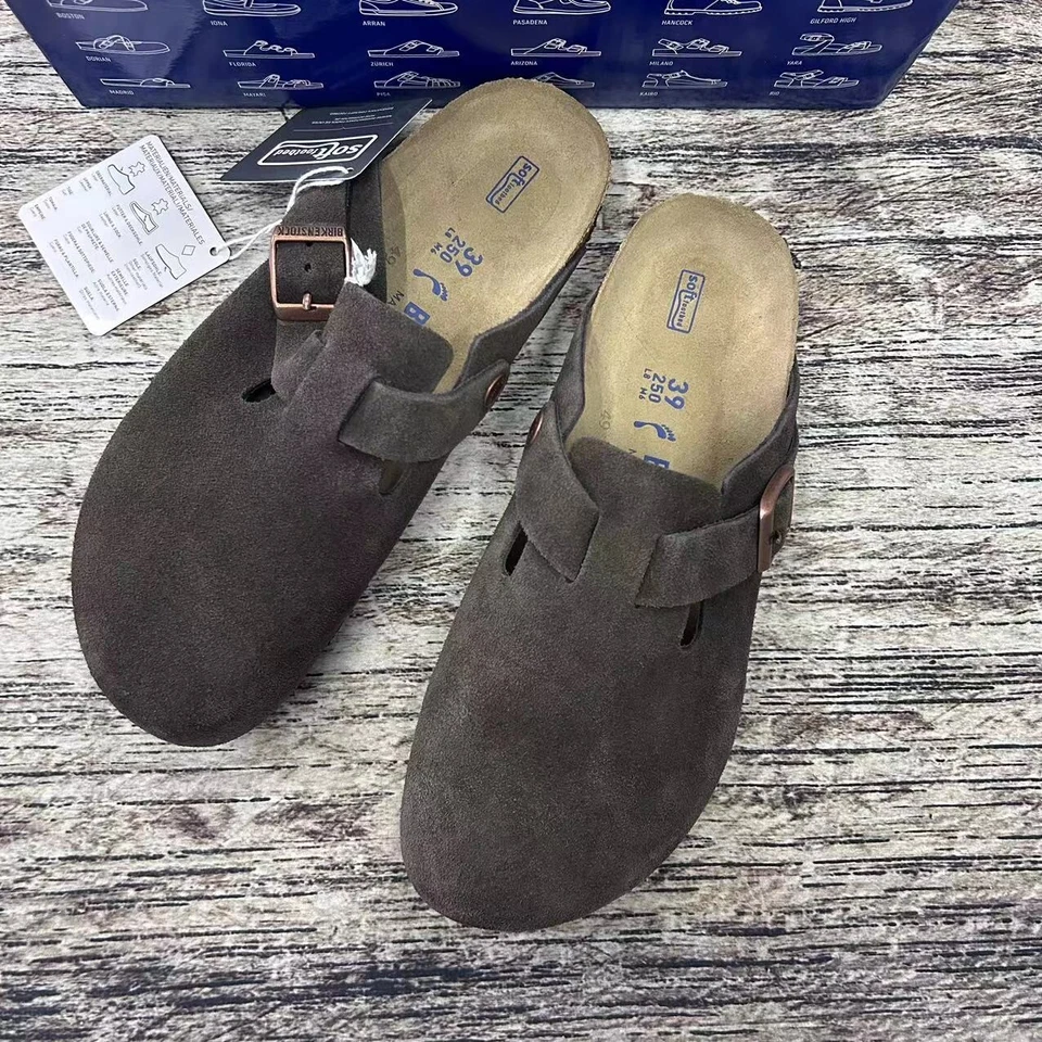 Zapatos para hombre Birkenstock Boston Mocha gamuza cuero plantilla suave ancho estrecho 37-45 Foto 3 de 4