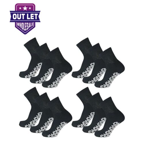 Men's Non-Skid Diabetic Cotton Quarter Socks With Non Binding Top Size 9-15 - Picture 7 of 8