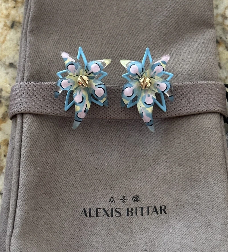 100 Authentic Alexis Bittar Multicolor Lucite Flower Earrings