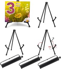 3 Pack 14'' Tabletop Easels, Black Steel Table Top Easels for Display- NEW-W