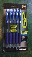 5 PK Pilot G-2 G2 Retractable Gel ROLLER Pens extra Fine Point 0.38mm BLUE INK👍