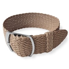 20mm Taupe Perlon Cross Weave Braided Nylon Watch Strap Band Single Pass Design