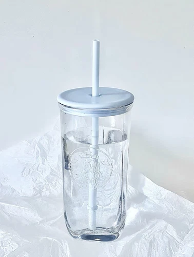 Neu Starbucks China Summer Nature Blue Triangle 16oz Glas Tasse Becher - Bild 4 von 7