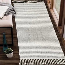 Black & Ivory Providence Throw Rug 2x6 feet |Hand Woven Farmhouse Rug | Great...