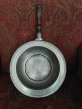 Vintage Silver collection plate, chaffing dish or silent butler w/ wooden handle